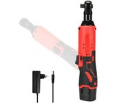 Llave eléctrica inalámbrica JANGKLIFE de 3/8 pulgadas, 65 Nm, juego de herramientas recargables para reparación de automóviles, llave angular rojo