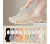 Calcetines invisibles antideslizantes de silicona, zapatillas de calcetín transpirables ultrafinas de verano, calcetines de barco de corte bajo de seda de hielo de Color sólido