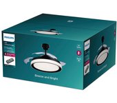 ventilador de techo de led modelo atlas. color negro. potencia: 28+35w aspas: ø106cm con mando a distancia philips