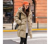 Chaqueta de plumón de longitud media para mujer Chaqueta holgada de plumón de pato blanco de invierno XL