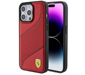 Funda metálica perforada con el logotipo de Ferrari para iPhone 15 Pro Max - Rojo