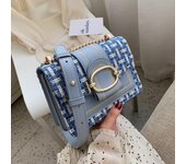Bolso de mujer, nueva moda, bandolera pequeña cuadrada, bolso de hombro con cadena coreana One Size azul
