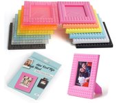 Decoración de escritorio, soporte de exhibición de tarjeta con remache, soporte de imagen de 3 pulgadas para Polaroid/Fujifilm Instax blanco