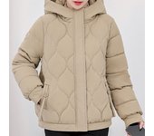 Abrigos de invierno de moda para mujer, chaquetas holgadas con capucha y elegantes para mujer, parkas cortas gruesas y cálidas L negro