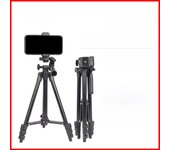 Trípode de transmisión en vivo para teléfono móvil negro con 1,1 m de altura, telescopio de luz de pesca y construcción de aleación de aluminio. non-woven bag + E clip + color box negro
