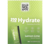 310 Nutrition, Hydrate, Electrolyte Drink Mix, Lemon-Lime , 30 Sticks, 0.18 oz (5.1 g) Each