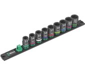 Juego de llaves de vaso hexagonales WERA Drive de 9 piezas con riel de almacenamiento 005490 1/2SQ HEX13-21 mm negro