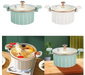 Ollas de cocina de doble oreja, olla antiadherente para sopa y carne, olla multifuncional a presión para cocina blanco