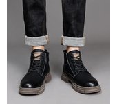 Botas cortas vintage de lujo para hombre, botas de trabajo antideslizantes cómodas de estilo británico a la moda para invierno, zapatos casuales para caminar al aire libre 38 marrón