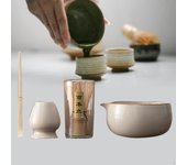 Juego de Matcha japonés con batidor y soporte de bambú, novedoso, completo, hecho a mano, cuenco para matcha para cocina Style A