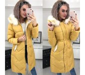 Chaqueta de invierno para mujer, abrigo de algodón grueso, cálido y cómodo M amarillo