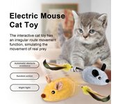 Ratón eléctrico de juguete para gatos, ratón de peluche interactivo con control remoto, recargable, automático, con cola de plumas amarillo