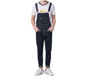 Ropa de trabajo vaquera de gran tamaño para hombre Pantalones vaqueros con pechera para hombre Tirantes ajustados para hombre XXL azul oscuro