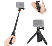 Trípode extensible para selfies con cámara deportiva, aleación de aluminio, 32 cm/12,6 pulgadas máx.. Altura 2 kg negro