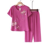 Conjunto de verano para mamá, pijama de manga corta, ropa para personas mayores de mediana edad, conjunto holgado de dos piezas. 4XL