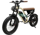 Bicicleta eléctrica todoterreno Onesport W66 de 20 pulgadas para adultos, 500 W, 48 V, 13,5 AH, suspensión total, estilo moto, compatible con conexión Bluetooth y aplicación. blanco