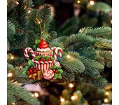 Adorno navideño Yousheng colgante con forma de bastón de caramelo, decoración para cupcakes, piruleta, postre, colgante acrílico para árbol de Navidad, puertas y ventanas rojo