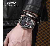 Relojes de cuarzo para hombre de las mejores marcas, relojes de pulsera con calendario para hombre de acero inoxidable a la moda, reloj Sprots masculino fresno negro