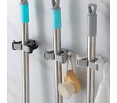 Soporte de almacenamiento para escoba y cepillo, gancho colgante para fregona, almacenamiento para baño negro