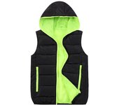 Chaleco sin mangas para mujer, chaqueta sin mangas para hombres y mujeres, chaleco de invierno cálido con capucha a la moda M verde
