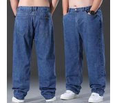 Pantalones vaqueros holgados de pierna recta y finos de talla grande para hombre 46 negro