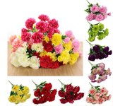 Silk Artificial Carnation UV Resistant Home Wedding decor High Quality Bush Bouquet verde