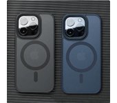 Funda de teléfono translúcida mate esmerilada para iPhone 16 15 14 13 12 11 Pro Max Plus, funda magnética para carga inalámbrica Magsafe iPhone 13 azul