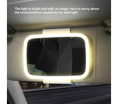Espejo retrovisor para coche, visera solar universal con iluminación, espejo de maquillaje con pantalla táctil, con clip, accesorios de viaje, cosméticos, color negro blanco