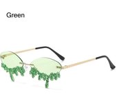 Gafas de sol pequeñas, ovaladas, sin montura, con forma de lágrima para mujer, modernas y brillantes, divertidas y geniales gafas de fiesta para playa y verano.