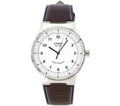 Reloj para hombre Casio MTP-RS105L-7B con correa de cuero analógica estándar y esfera blanca con energía solar blanco