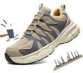 Nuevas botas de trabajo de seguridad de alta calidad, zapatillas de trabajo de acero para hombres, zapatos indestructibles, zapatos de trabajo antigolpes y antiperforaciones, zapatos masculinos 41 caqui