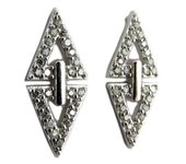 Les Trésors De Lily [P5019] - Boucles Argent 'Triangles' blanc argenté (rhodié) - 16x7 mm plata