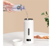 Hervidor de agua caliente eléctrico portátil de 110 V ~ 240 V, olla de viaje, taza de salud calefactora, taza de agua pequeña de acero inoxidable us
