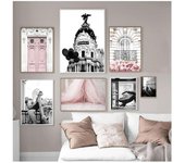 Pósteres y grabados de estilo nórdico con flores rosas en blanco y negro para pared, decoración para sala de estar, imagen de chica de moda moderna para el hogar 21cm×30cm NoFrame