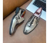 Zapatos casuales de moda para hombre, mocasines de verano de cuero brillante, zapatos sin cordones, calzado de conducción para hombre, zapatos con correa de monje, mocasines hechos a mano para hombre 38