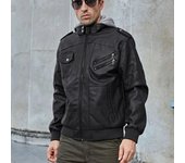 Chaquetas de cuero PU para exteriores, cortavientos, para hombre, para otoño e invierno, para motocicleta, abrigos ajustados, chaquetas sólidas de moda S negro