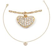 Les Trésors De Lily [R3737] - Tobillera chapada en oro 'Love' oro blanco - 9x6 mm (corazón) blanco