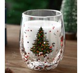 Taza de Navidad con lentejuelas móviles, diseño de árbol de Navidad, 300ml, resistente a altas temperaturas, transparente, doble pared aislada Christmas Tree