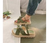 Sandias Internet caliente con falda verano estilo de hadas 2024 nuevo estilo moda estudiante plataforma romana señora sandalia zapatos planos 35 verde