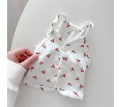 Lindo vestido de verano para perro, con correa de cereza fresca, linda correa con hebilla, ositos de peluche, ropa para cachorros de dos patas, camiseta sin mangas para gatos, ropa para mascotas S