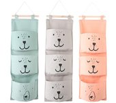 Bolsas de almacenamiento para colgar en la pared, organizador de lino para armario, bolsa para habitación de niños, libros de juguetes, artículos diversos cosméticos negro