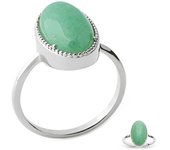 Anillo de plata 'Cleopatra' aventurina verde plata (rodio) - 18x10 mm 52