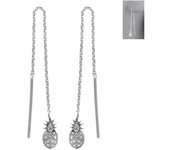 Les Trésors De Lily [N9246] - Boucles Argent 'Ananas' argenté (rhodié) - 10x5 mm plata
