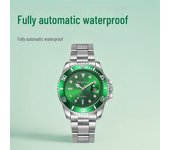Reloj automático esqueleto Submariner verde para hombre con manecillas luminosas y funciones a prueba de agua. verde