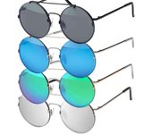 Gafas de sol redondas de mujer de cristal plano. One Size plata