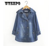 Abrigo corto vaquero para mujer, capa holgada con cuello de muñeca, gabardina, primavera y otoño M