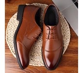 Zapatos de cuero para hombre, zapatos de vestir de negocios, zapatos de cuero vacuno, zapatos de cuero hueco, zapatos de hombre con cordones, transpirables 37