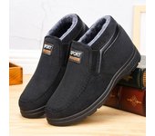 Zapatos de invierno para hombre, además de botas de algodón informales gruesas de terciopelo, zapatos de tela viejos de Beijing cálidos de alta calidad para hombre 44 negro