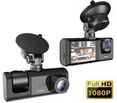 Dash Cam con grabación en bucle de visión nocturna por infrarrojos, pantalla IPS de 2  , 1080P, 3 cámaras 2 camera no card