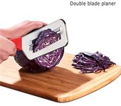 Cuchillo de cocina multifuncional para repollo, cortador, triturador, chucrut de acero inoxidable, cortador de verduras, utensilio de cocina rojo